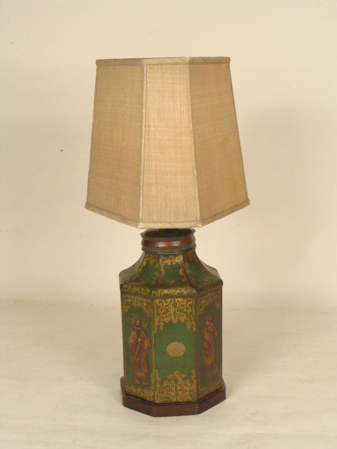 Tole tea canister lamp