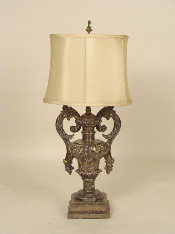 Silver leaf urn form lamp