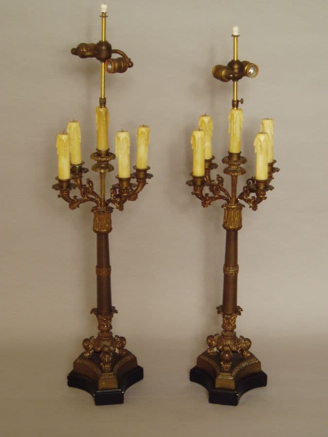 Pair of Bronze Empire lamps