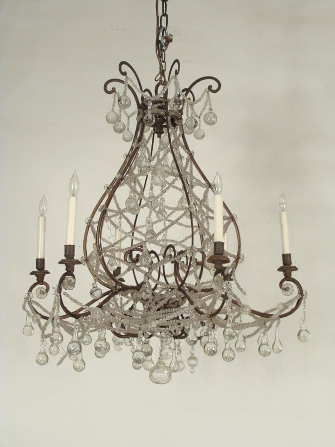 Iron and glass chandelier