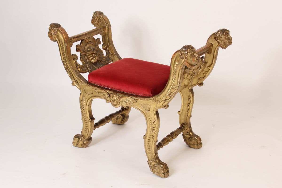 Renaissance style gilt wood bench
