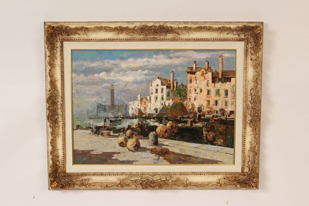 Antonio Gravina port scene painting