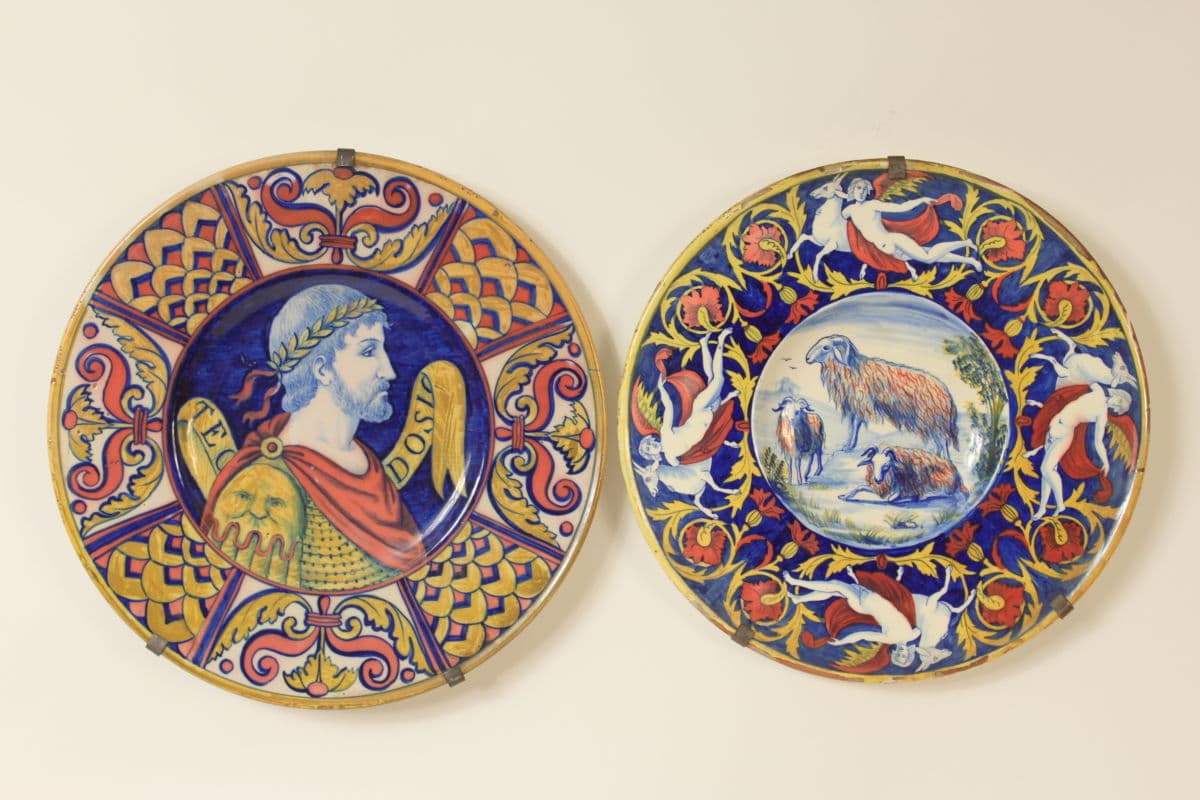 2 majolica chargers