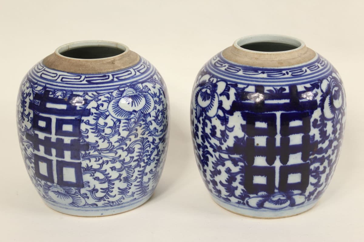 Pair of Chinese blue and white ginger jars