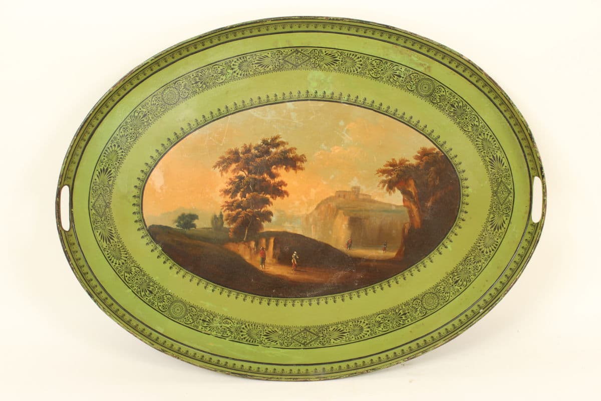 Continental painted tole tray