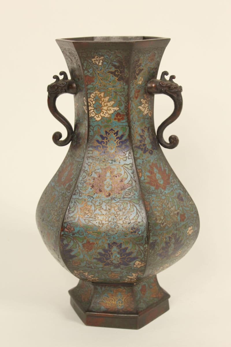 Asian champlevé vase