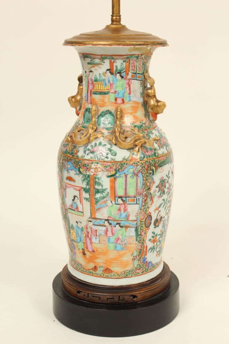Chinese export famille rose lamp base