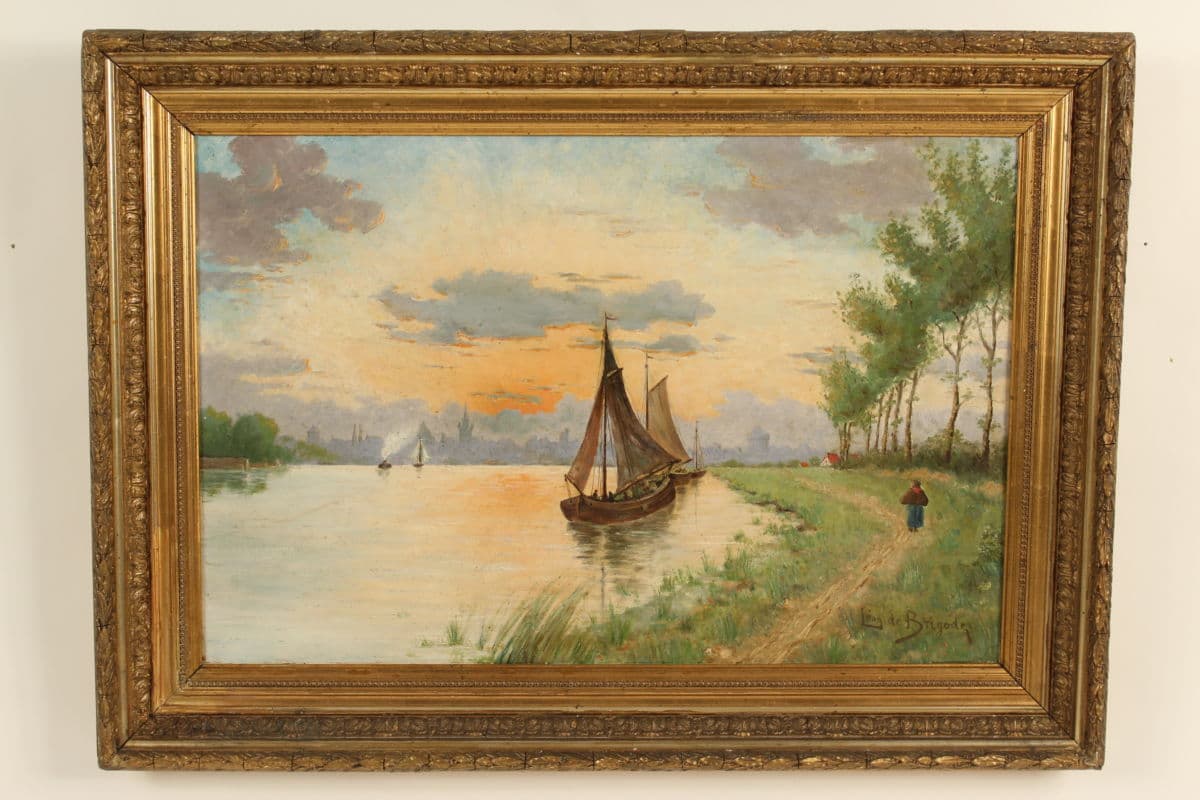 Dutch river landscape painting