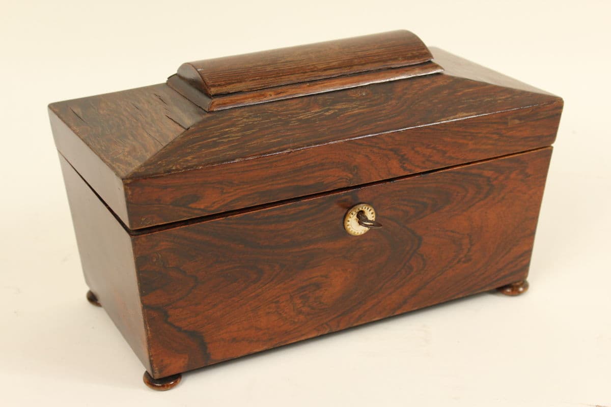 English regency rosewood tea caddy