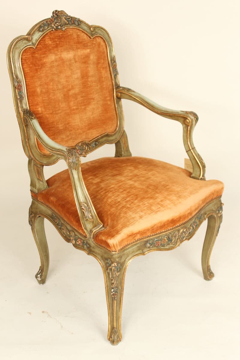 Continental painted Louis XV style arm chair
