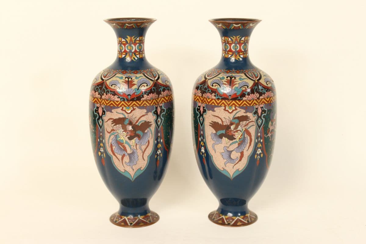 Pair of Japanese cloisonné vases