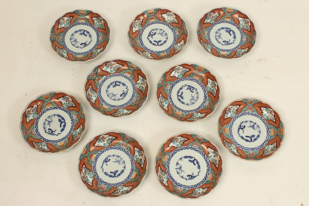 Set of 9 Imari plates
