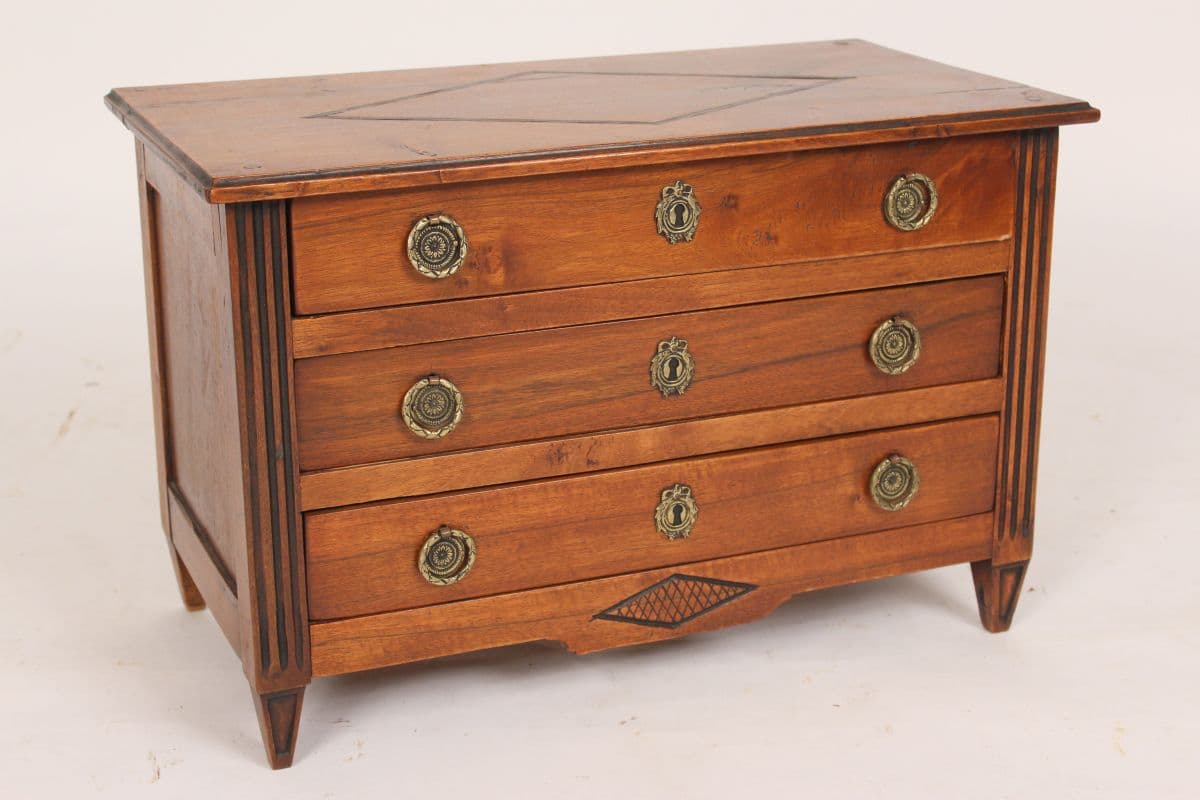 Louis XVI style salesman sample chest of drawers
