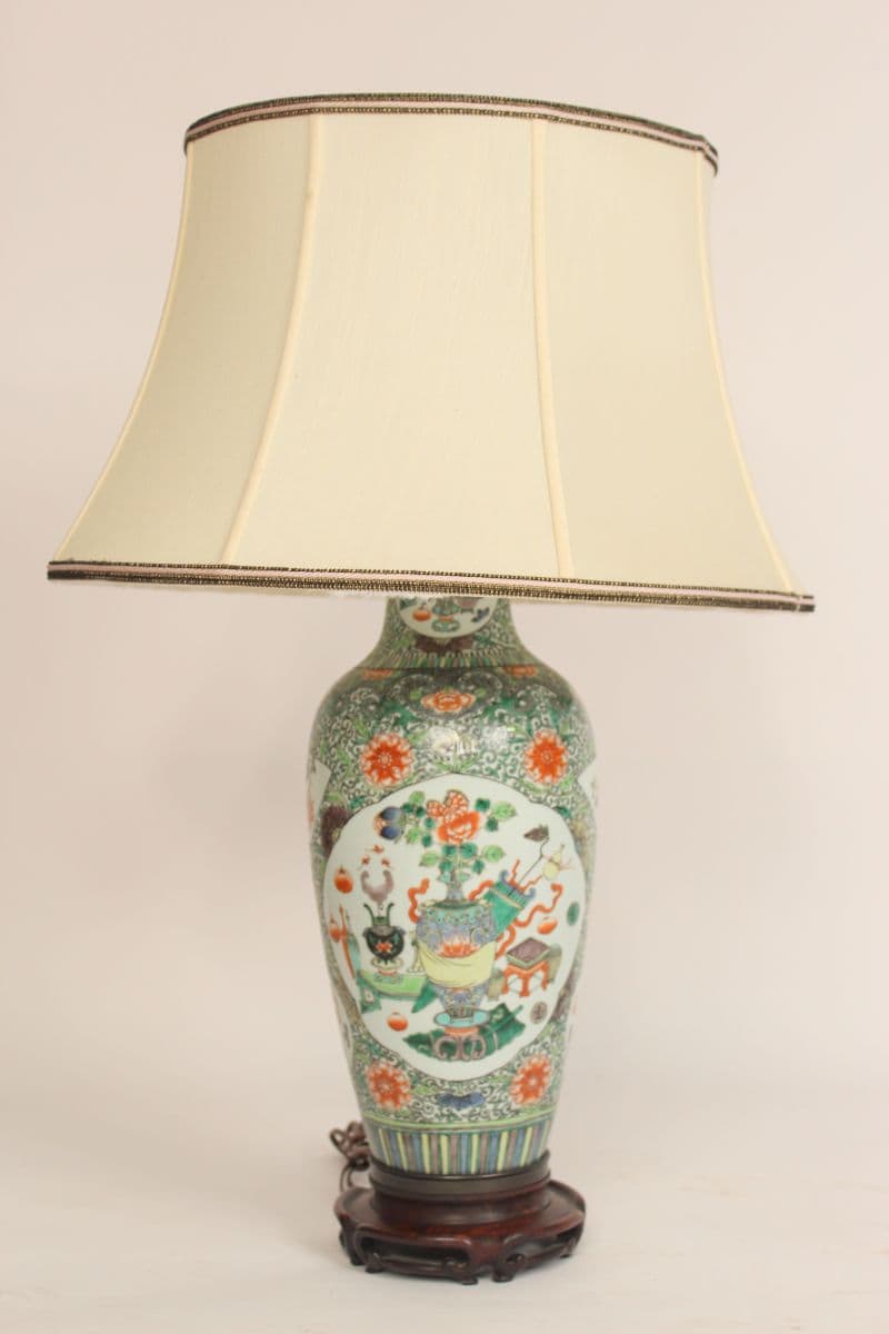 Chinese famille verte republic era lamp