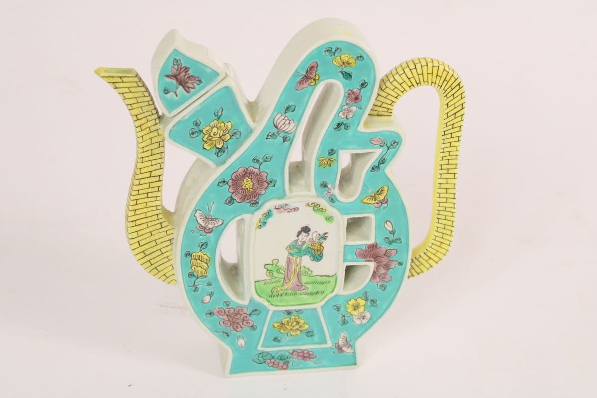 Chinese porcelain puzzle form teapot