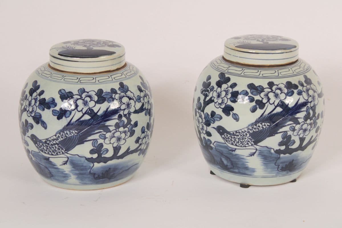 Pair of Chinese blue and white ginger jars