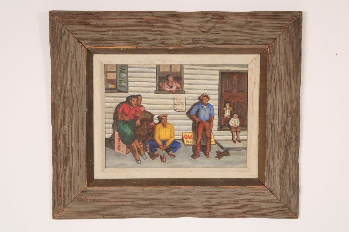 Hispanic street scene painting
