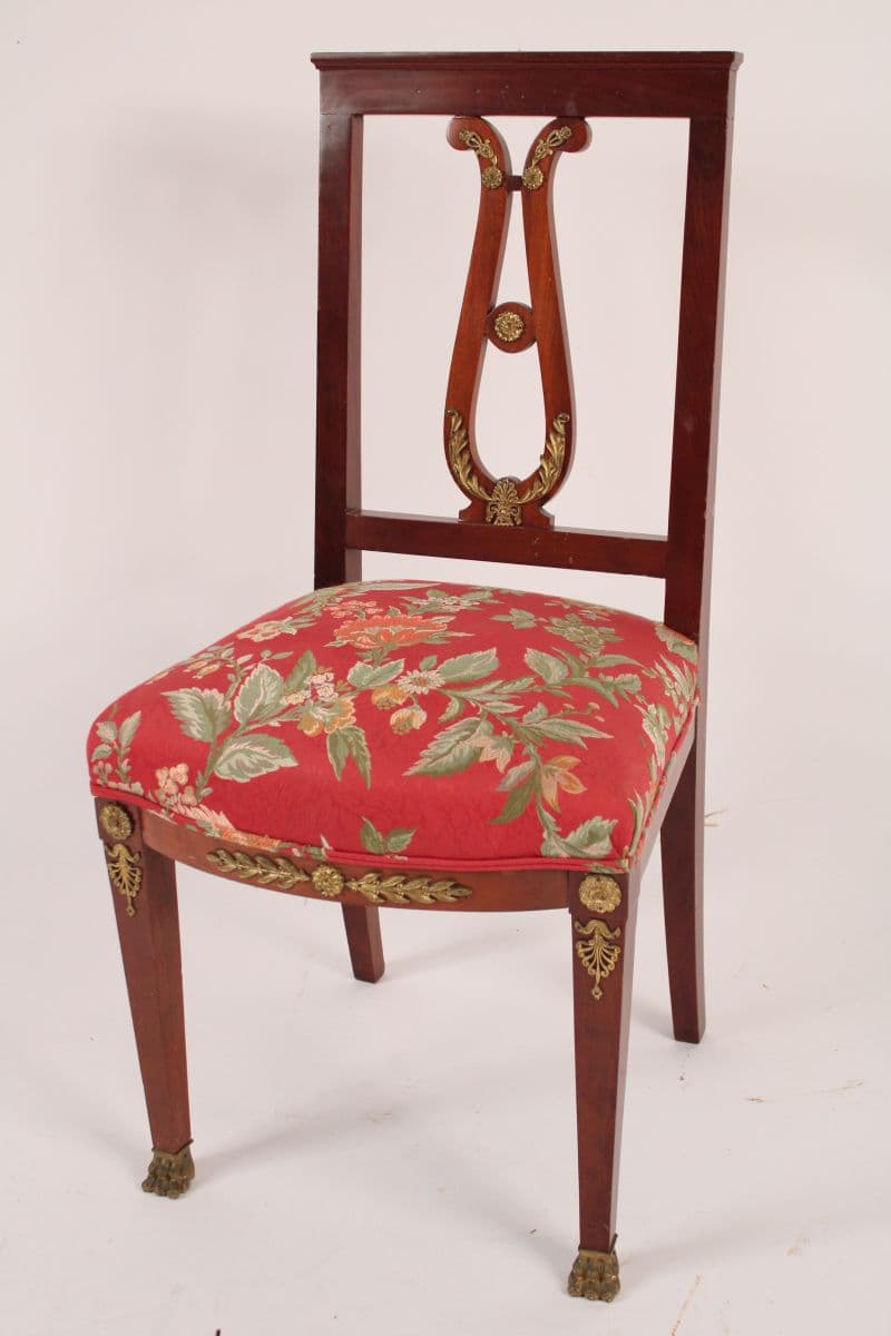 Antique Empire style chair with gilt bronze mounts