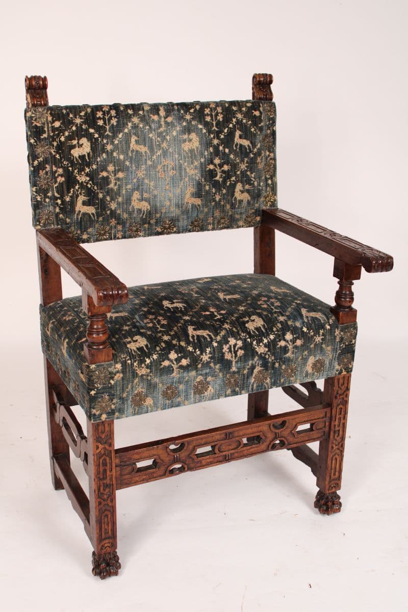 Antique Spanish walnut armchair