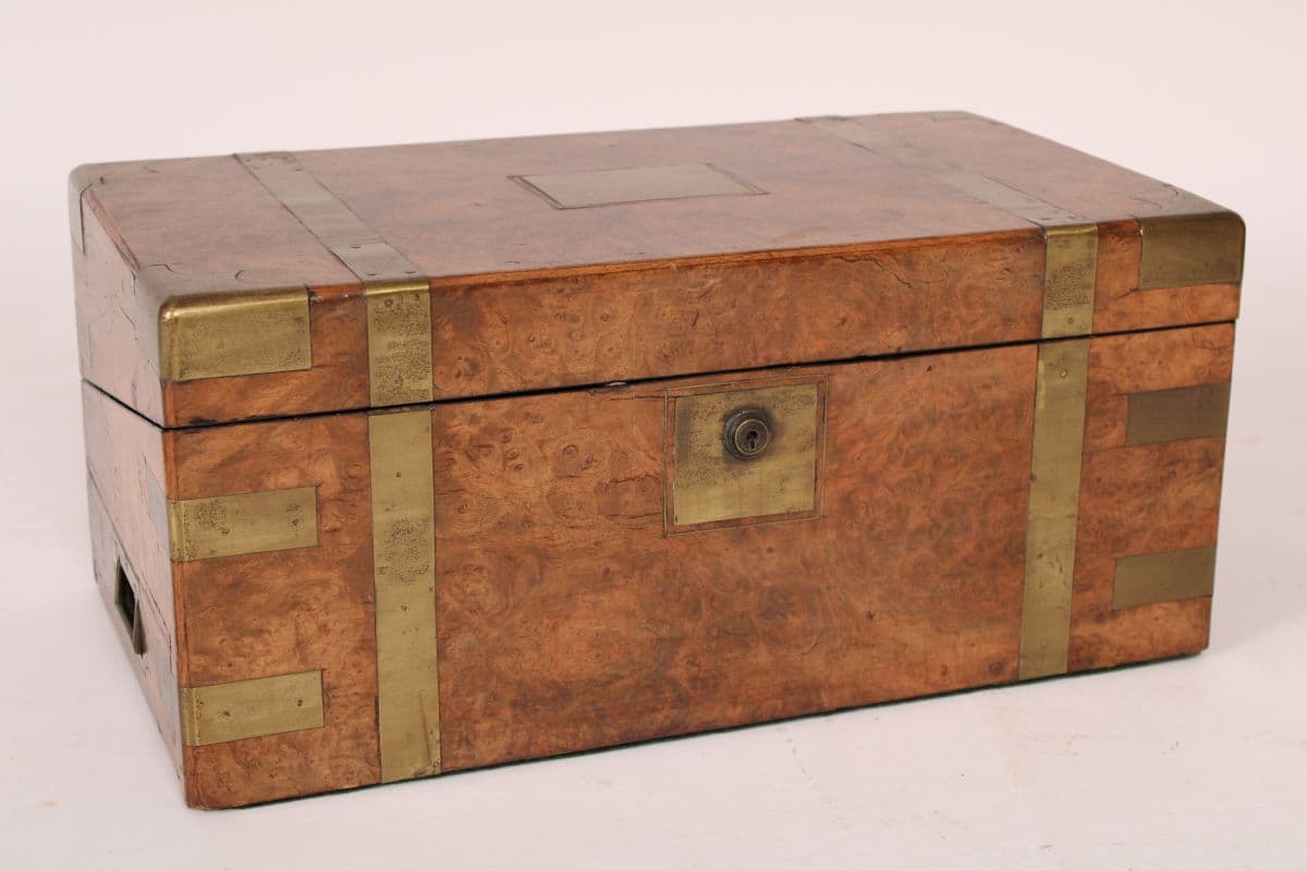 Campaign Style Burl Walnut Traveling Desk