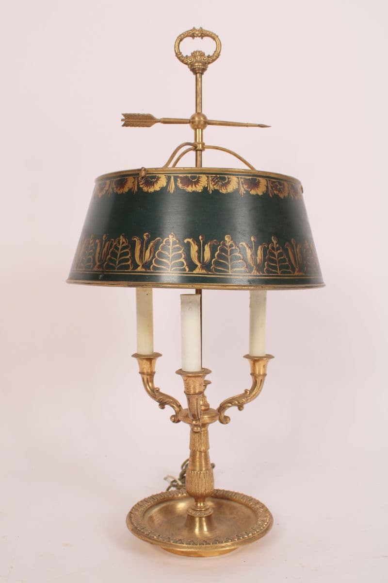 Louis XVI style Gilt Bronze and Tole Bouillotte Lamp