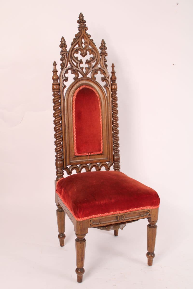Gothic Revival Walnut Side Chair