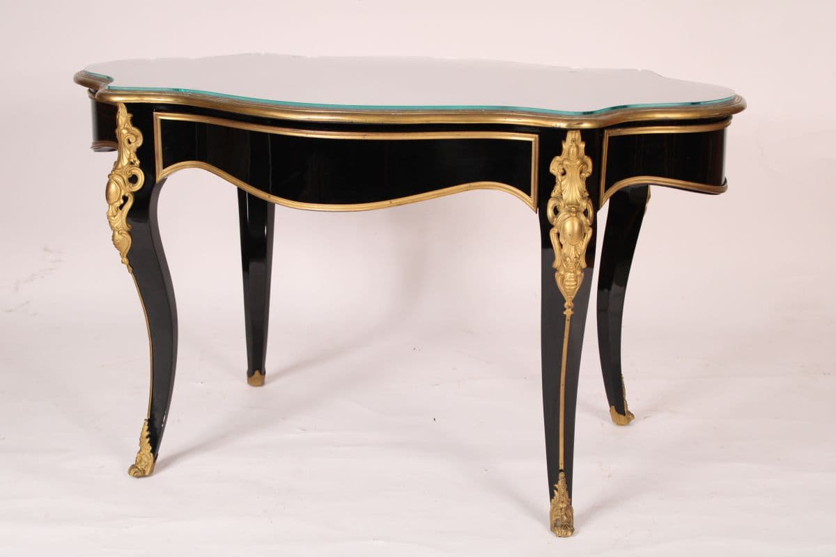 Napoleon III Black Lacquer and Gilt Bronze Mounted Writing Table