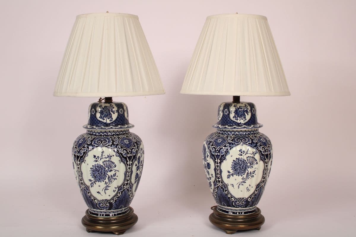 Pair of Delft Blue and White Lamps