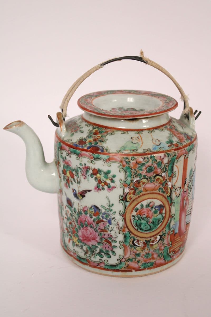 19th Century Rose Medallion Teapot