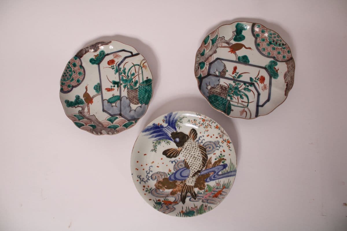 3 Antique Imari Plates