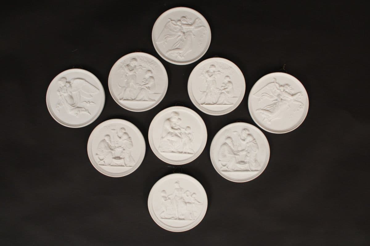 Set of 9 Royal Copenhagen Bisque Porcelain Rondels