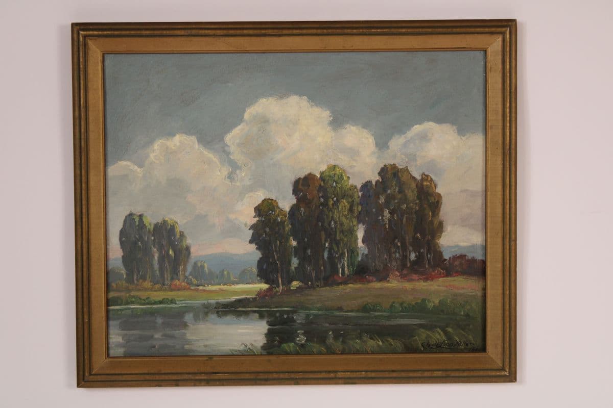 Painting of Sauvie’s Island Oregon by Clyde Leon Keller (1872-1962)