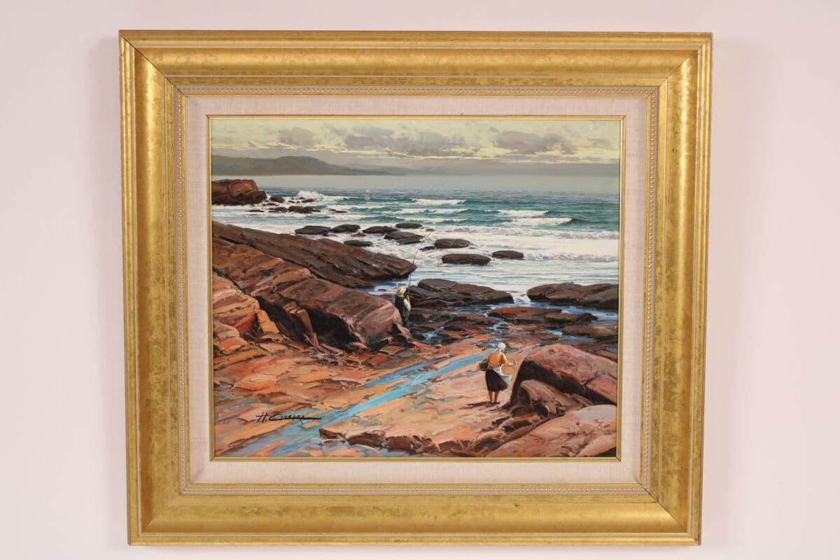 Impressionist Coastal Painting at Low Tide Signed H. Cassaro