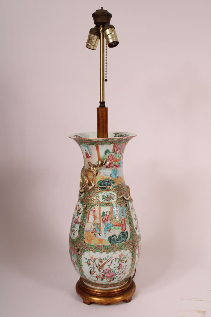 Chinese Export Famille Rose Porcelain Lamp Base
