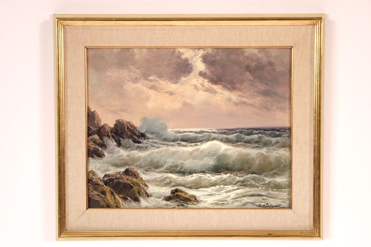 Rocky Coastal Painting by Cavalier Michele Federico (1884 -1966)