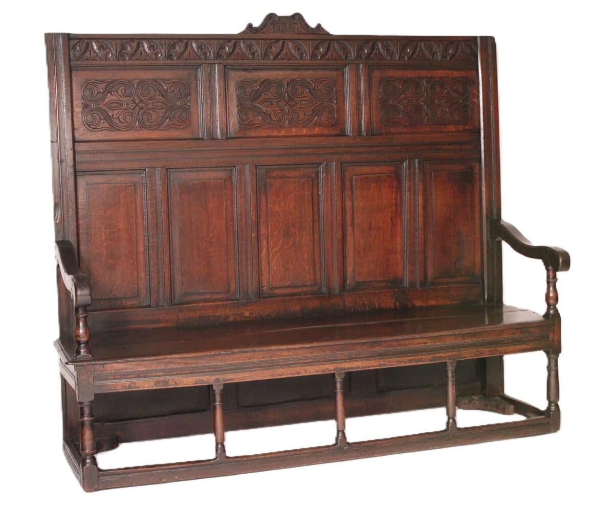 Antique William and Mary Style Oak Settle