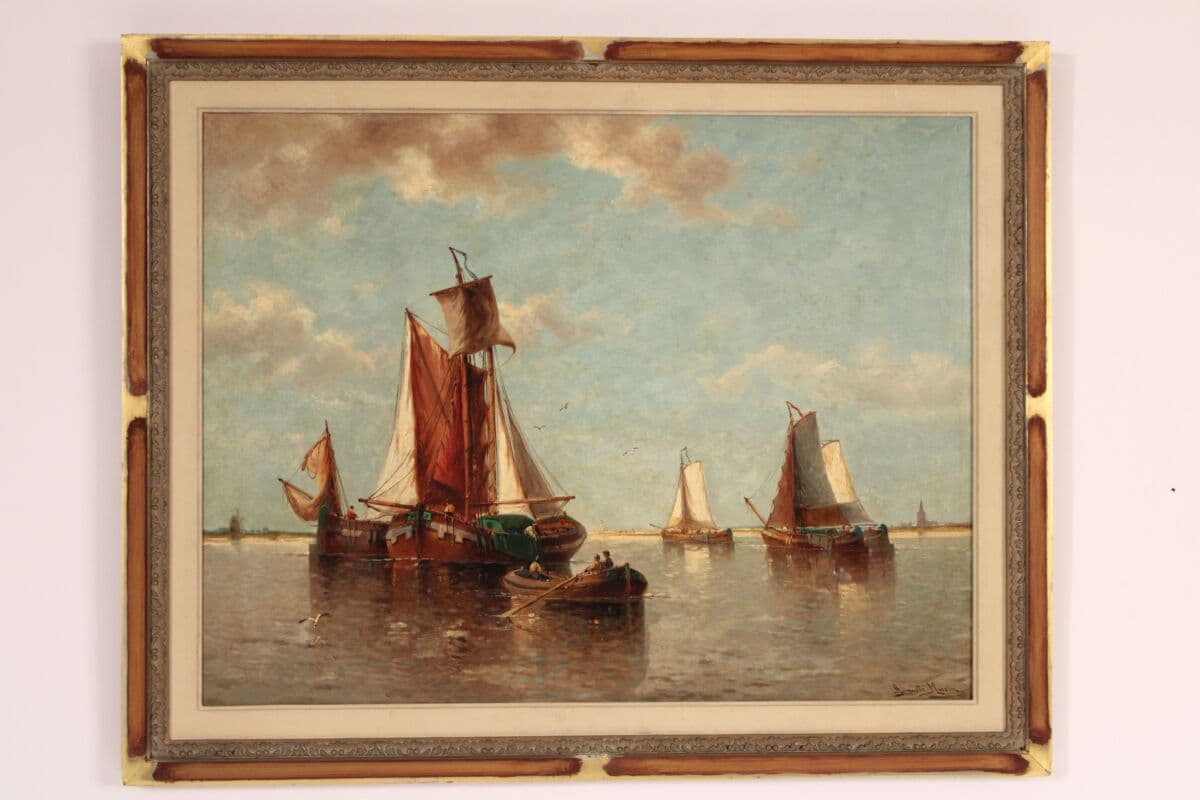 Painting of Sailboats by Auguste Musin (1852-1929)
