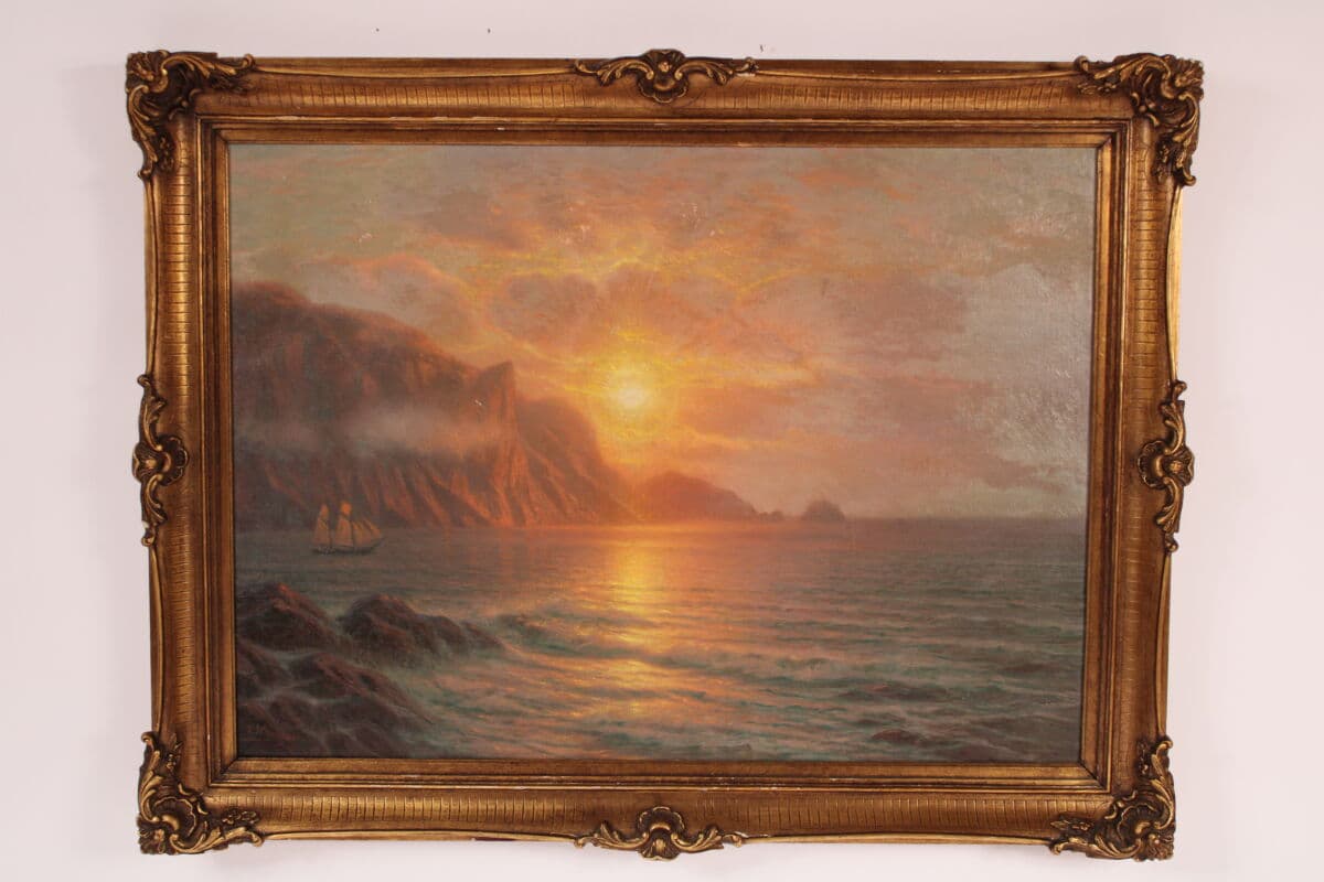 Coastal Painting at Sunset by Johannes Harders (1871-1950)