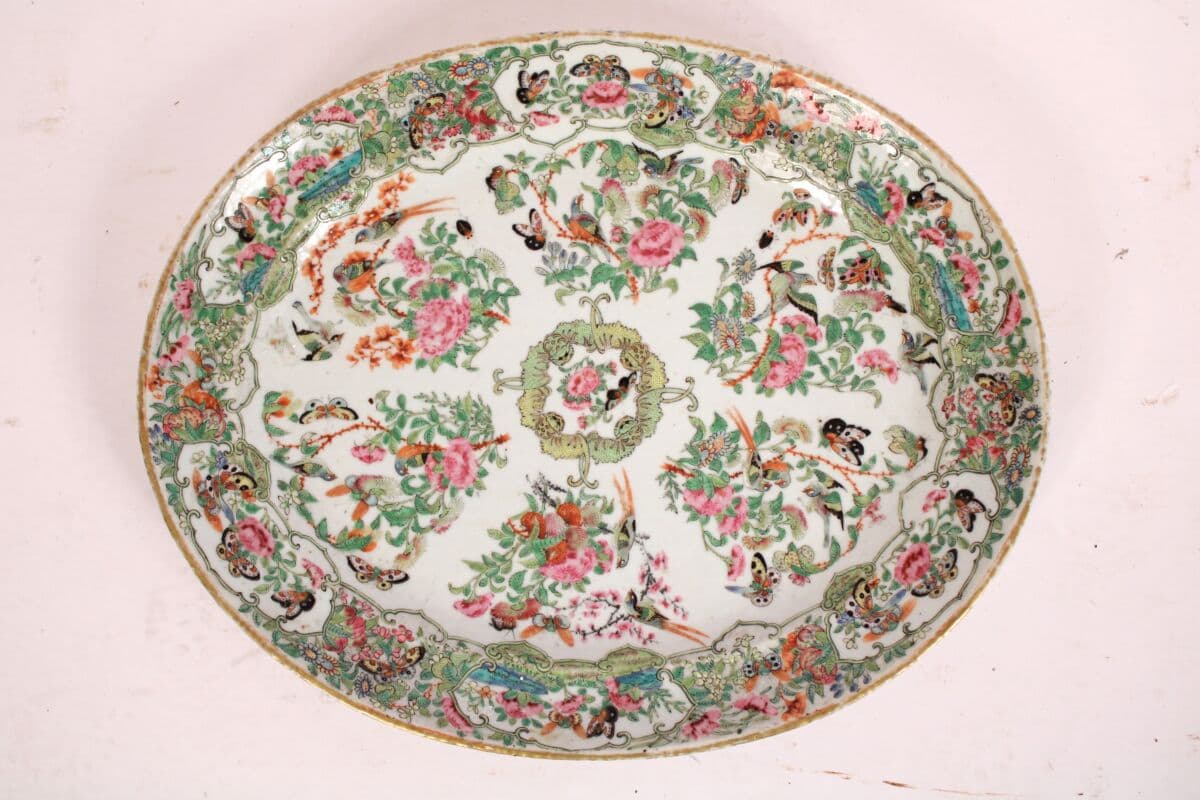 Chinese Export Oval Platter in the Bird and Butterfly Pattern
