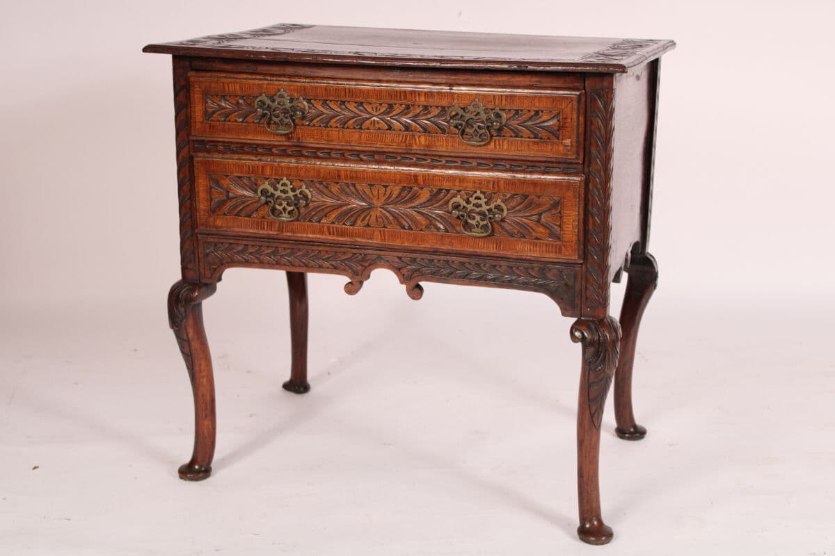 Antique Queen Anne Style Oak Lowboy