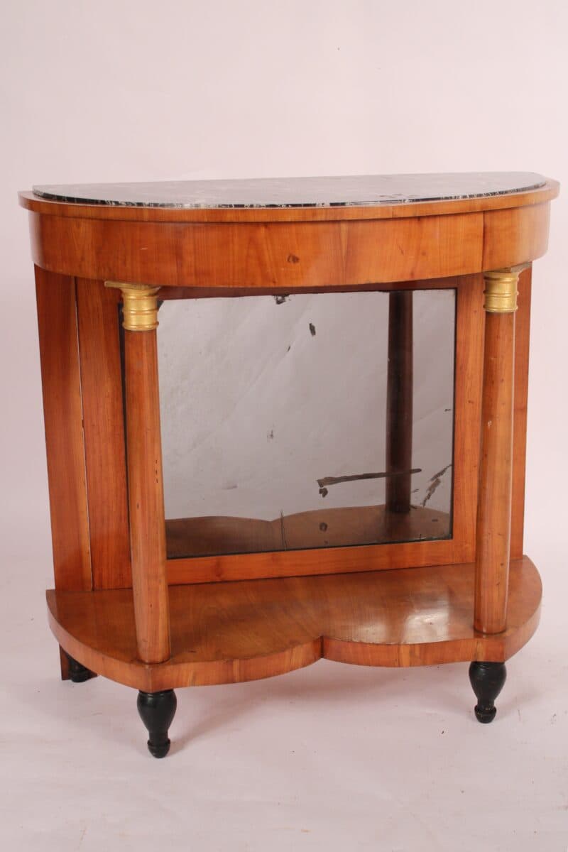 19th Century Biedermeier Fruitwood Demi Lune Console Table