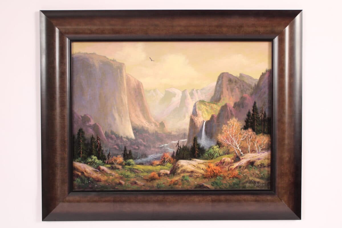 Painting of Bridal Veil Falls Yosemite by Heine Hartwig (born 1937)