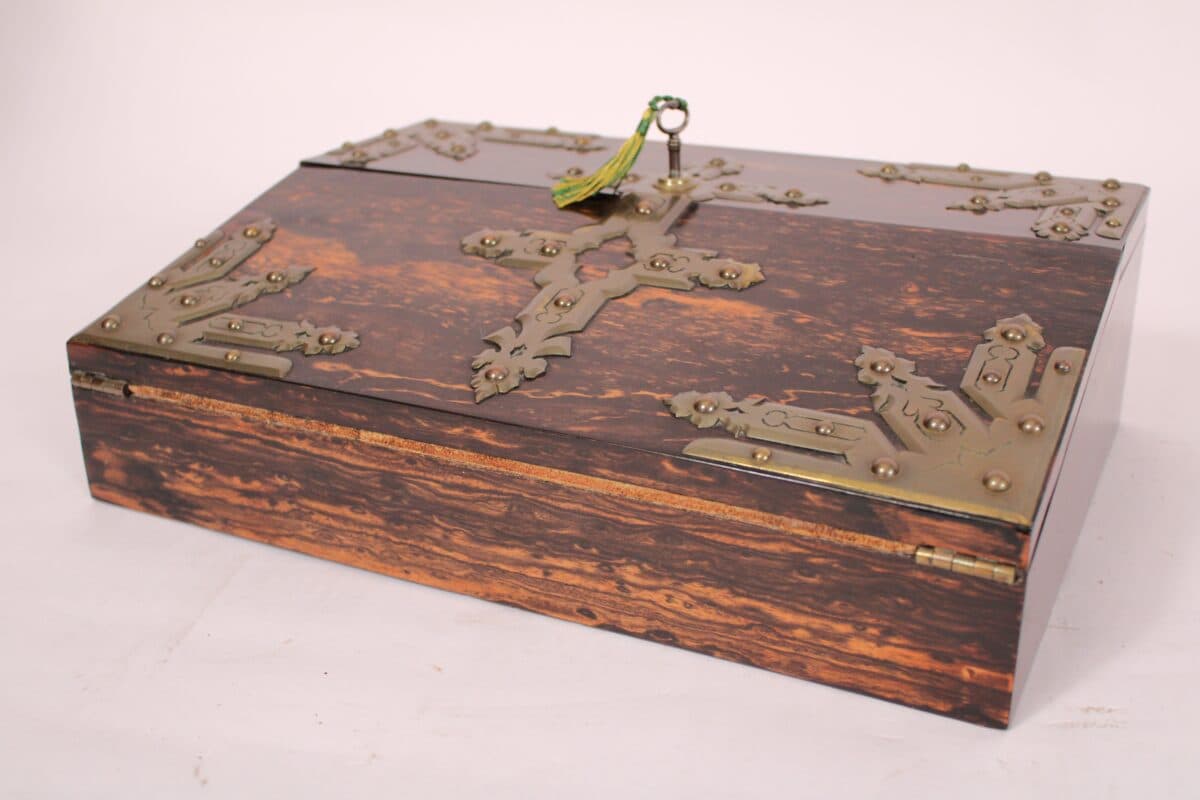 19th Century English Brass Mounted Calamander Writing Slope
