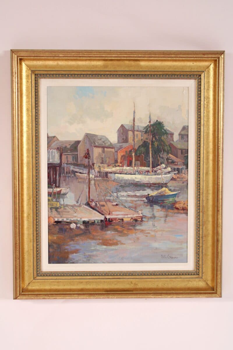 Painting of Boats in a Harbor by Mike Graves (born 1952)