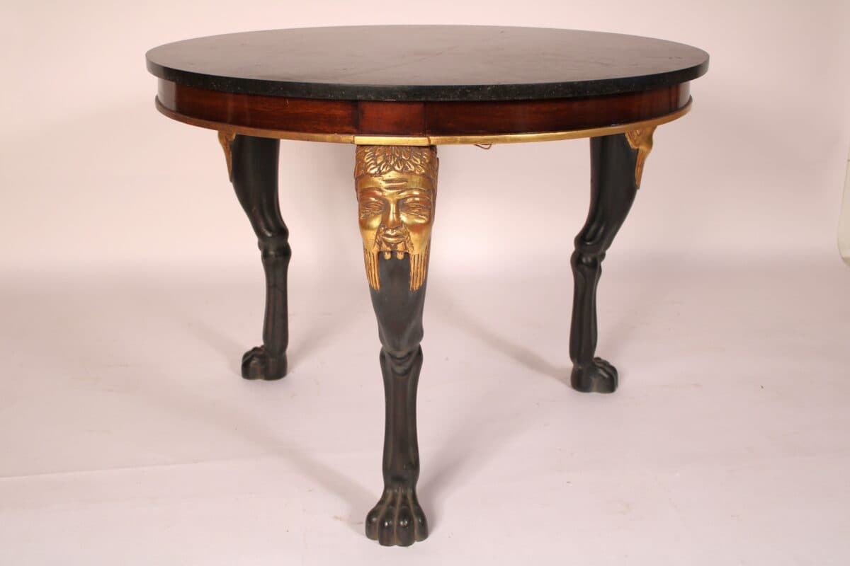 Neo Classical Style Marble Top Center Table: Attributed to Dessin Fournir