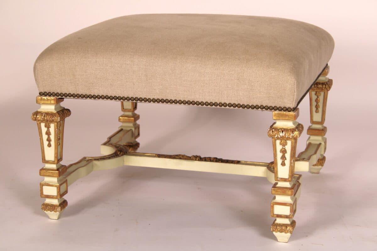 Louis XIV Style Painted and Gilt Decorated Bench