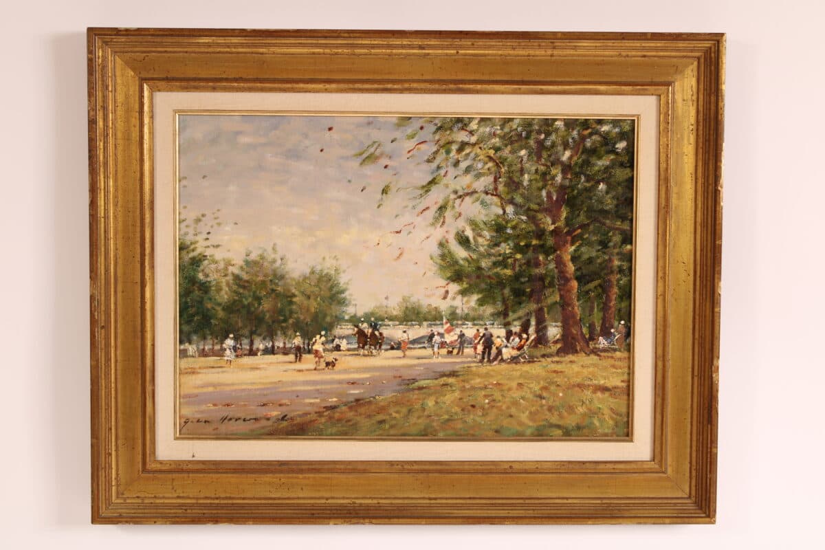 Impressionist Park Scene Painting by John H. Harwood (1904-1980)