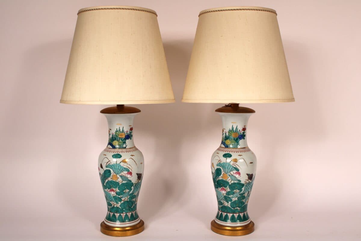 Pair of Chinese Style Porcelain Table Lamps