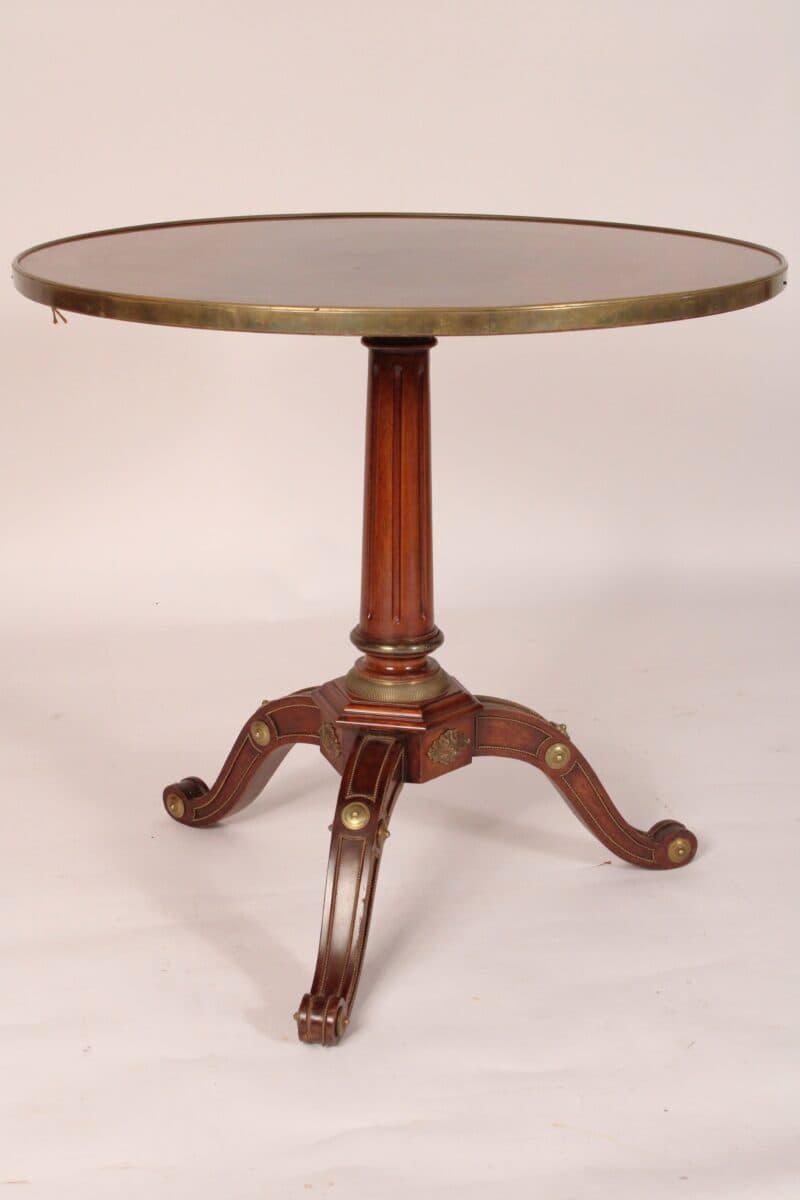 Antique Directoire Style Brass Mounted Mahogany Gueridon