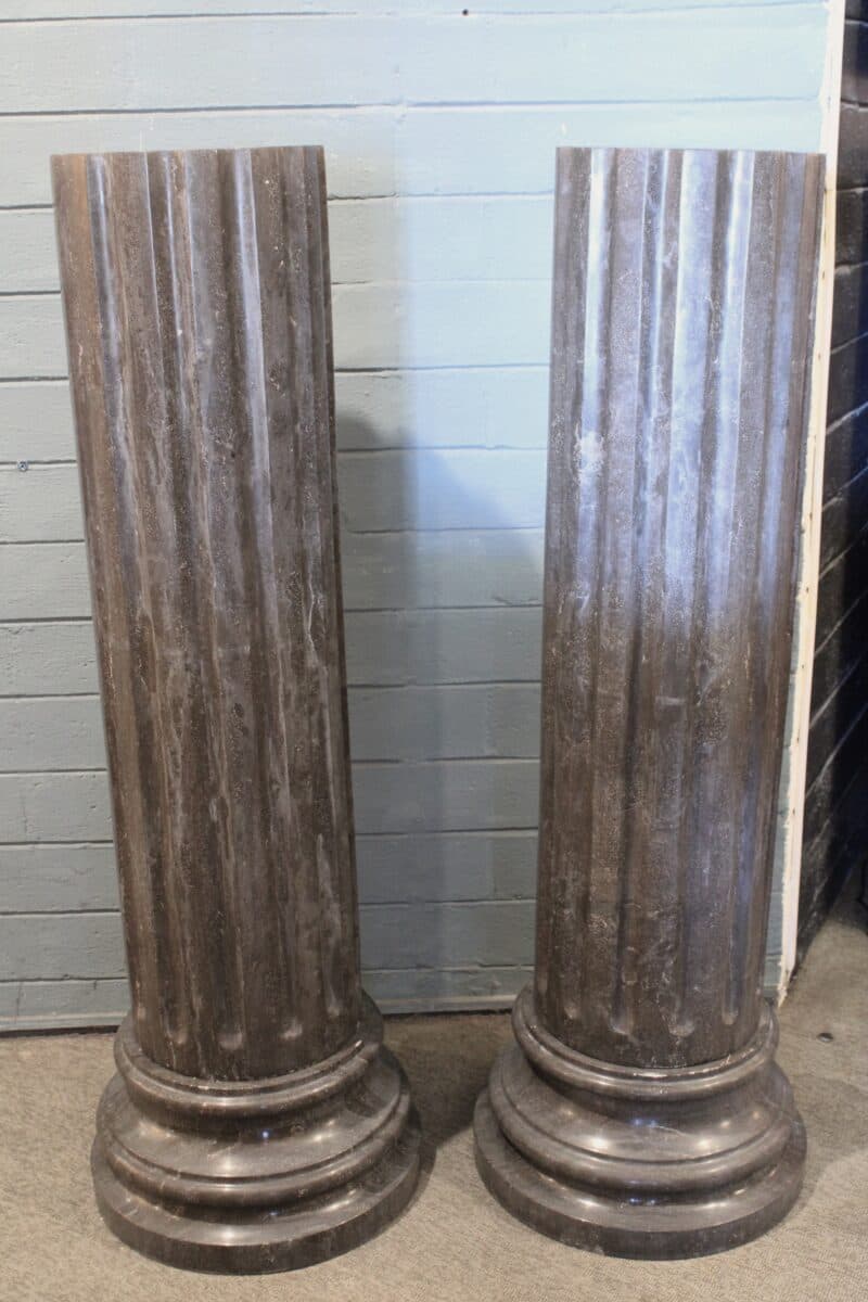 Pair of Grey Marble Pedestals